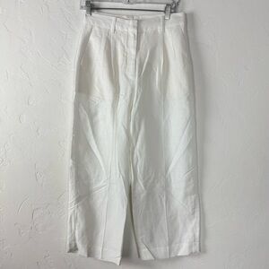 Aritzia Wilfred Dress Pants The Effortless Linen Cropped Solid White Work Career